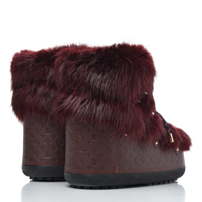 Louis Vuitton Beaver Calfskin Monogram Off Piste Flat Half Boots 38 Red 4 of 16