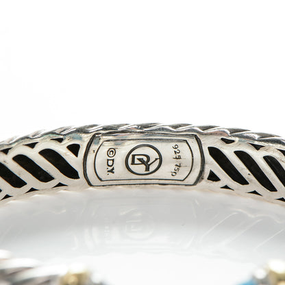 David Yurman Sterling Silver 18K Yellow Gold Blue Topaz Waverly Bracelet 3 of 6
