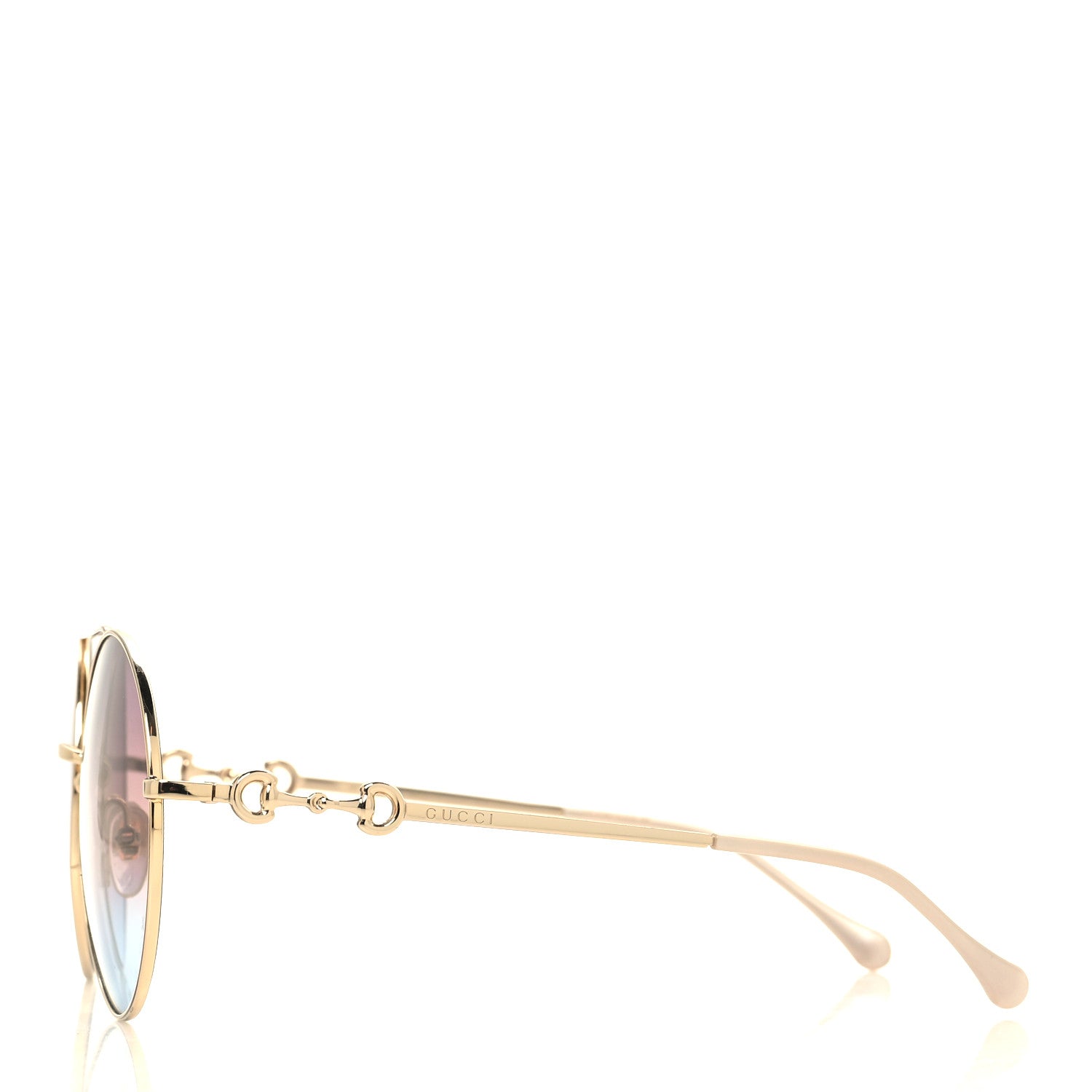 Gucci Metal Round Frame Horsebit Sunglasses GG0878S Gold 3 of 7