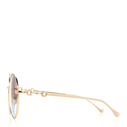 Gucci Metal Round Frame Horsebit Sunglasses GG0878S Gold 3 of 7