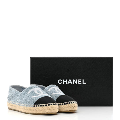 Chanel Fabric Grosgrain CC Espadrille 37 Blue Light Gray Black 14 of 14