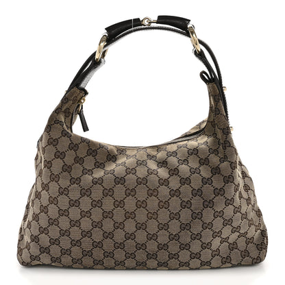 Gucci Monogram Medium Horsebit Chain Hobo Dark Brown 1 of 14