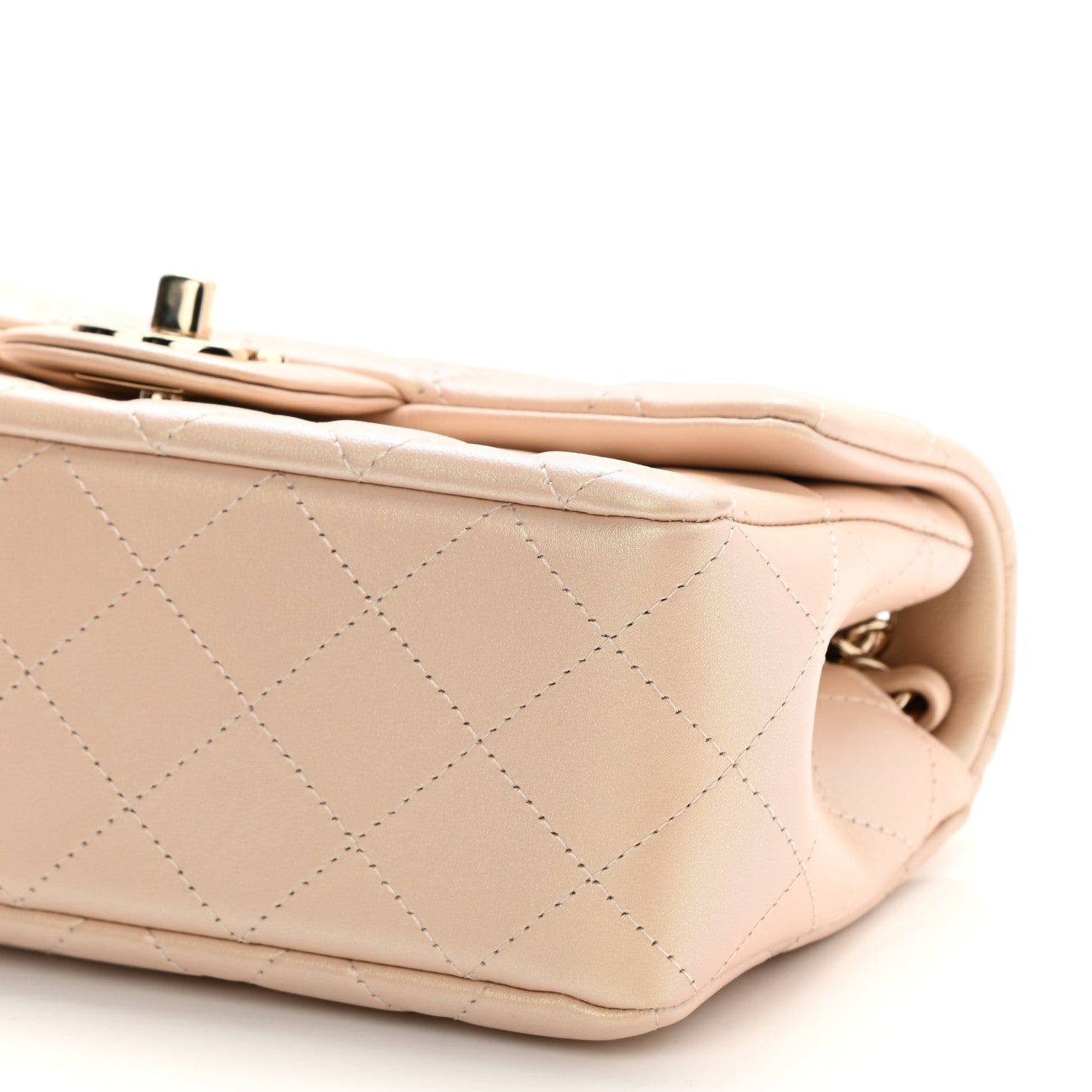 Chanel Iridescent Calfskin Quilted Mini Rectangular Flap Beige 9 of 10
