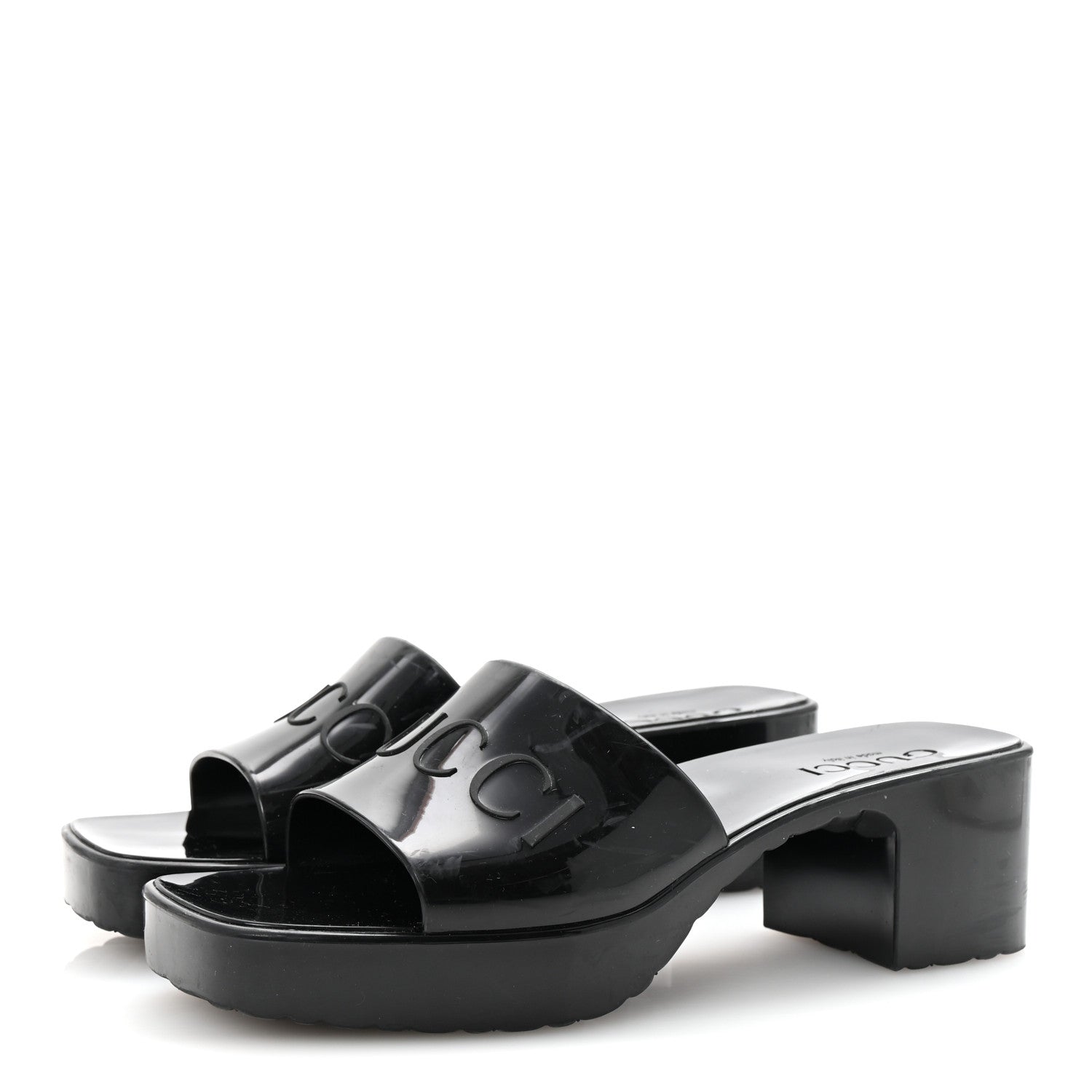Gucci Rubber Gucci Logo Womens Platform 20/60mm Slide Sandals 36 Black 4 of 9