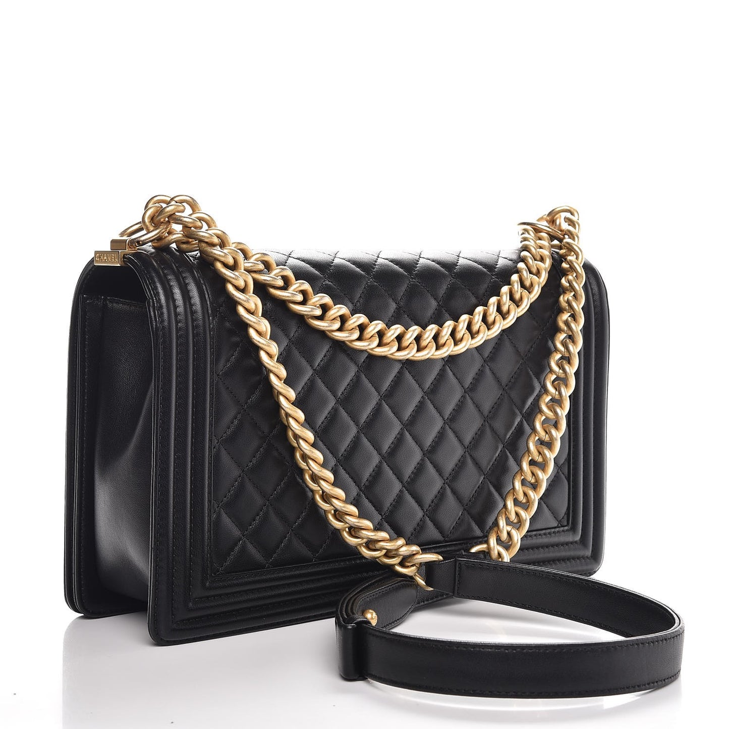 Lambskin Quilted New Medium Boy Flap Black