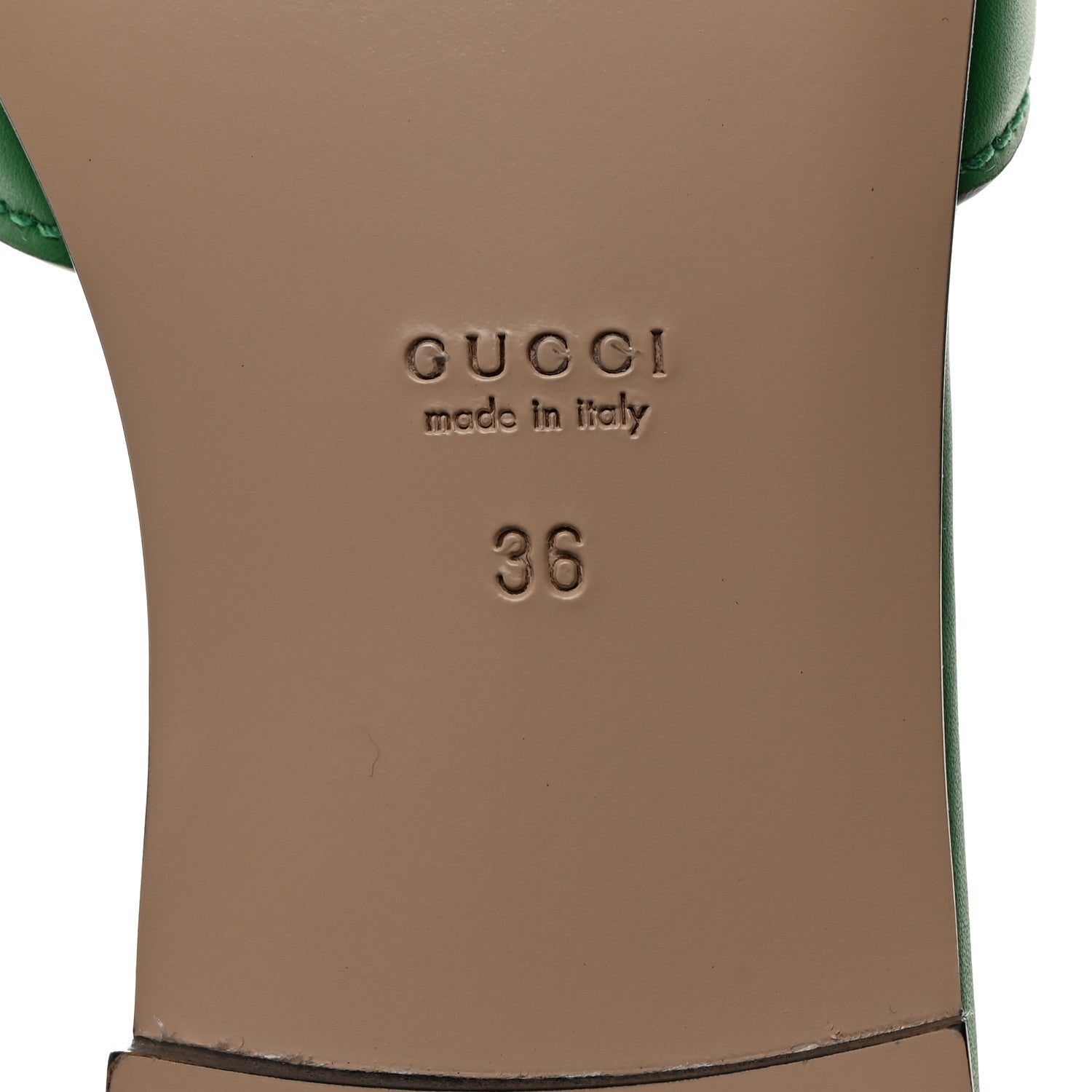 Gucci Cosmos Softy Calfskin Interlocking G Cut Out Slide Sandals 36 Green 6 of 8