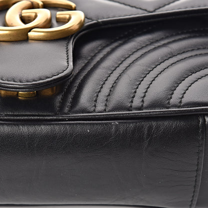Gucci Calfskin Matelasse Mini GG Marmont Shoulder Bag Black 11 of 12