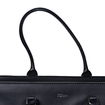 Alexander McQueen Pebbled Calfskin Large Skull Padlock Zip Around Tote Navy 16 of 17