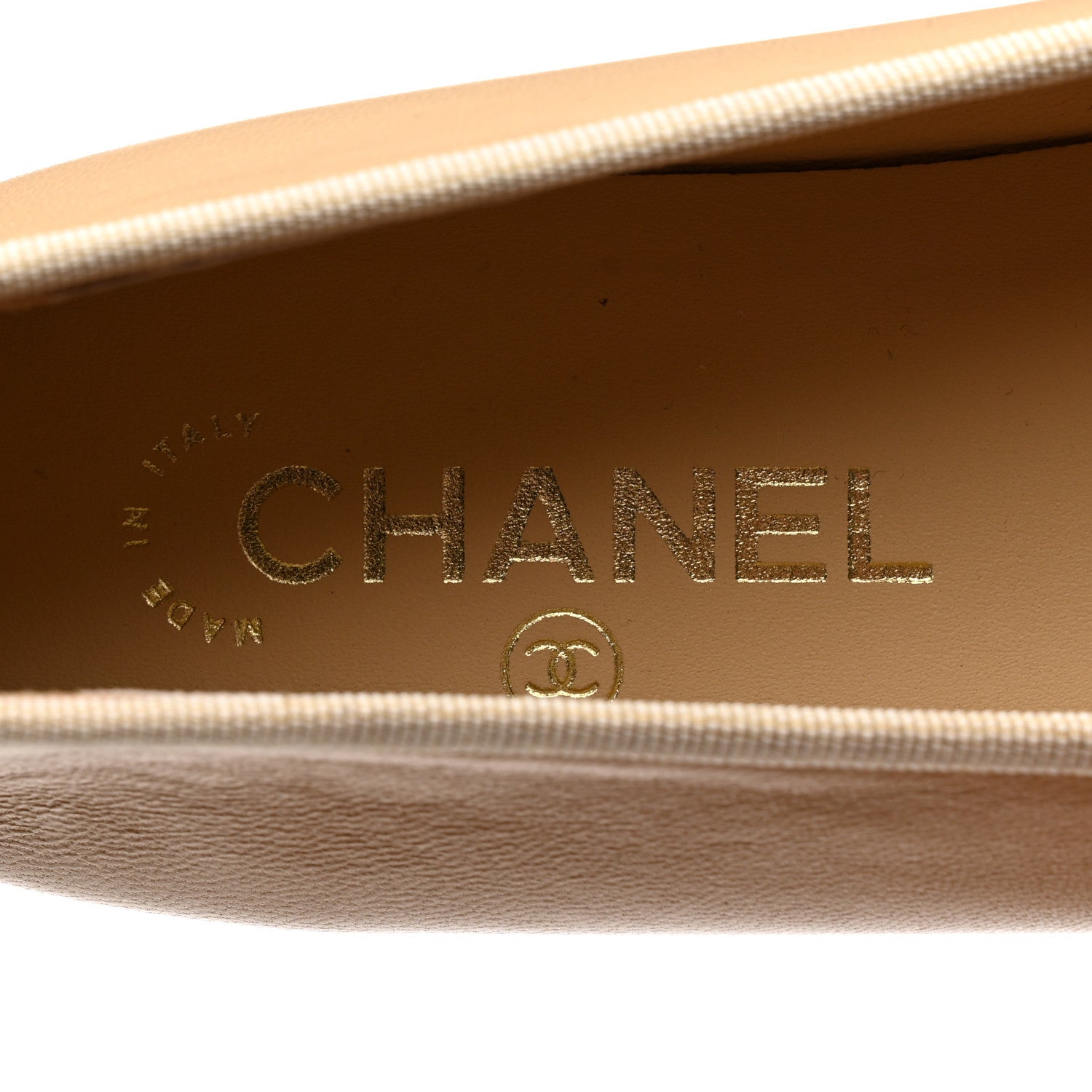 Chanel Lambskin Cap Toe Ballerina Flats 38.5 Beige Black 7 of 9