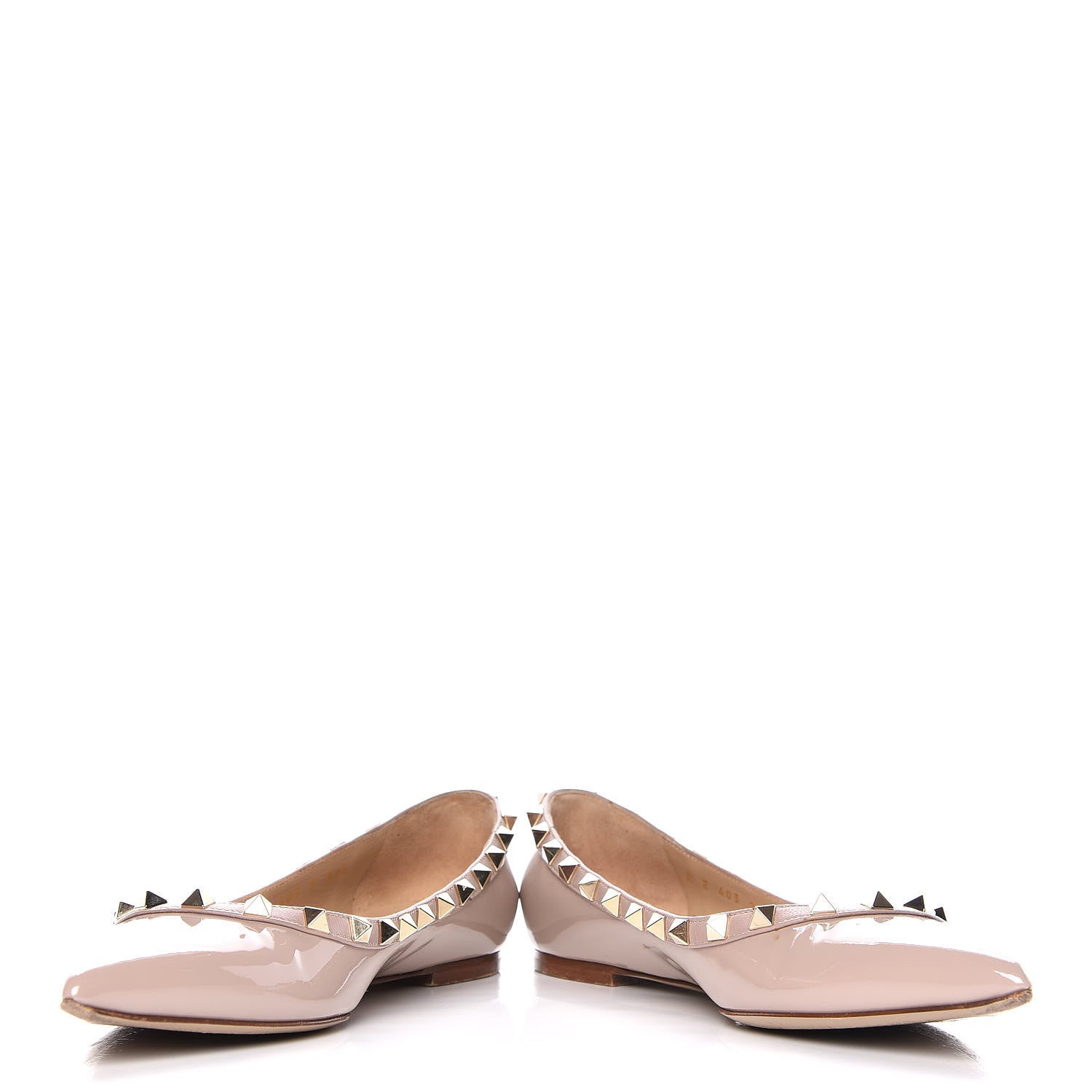 Valentino Garavani Patent Rockstud Ballerina Flats 37.5 Poudre 9 of 17
