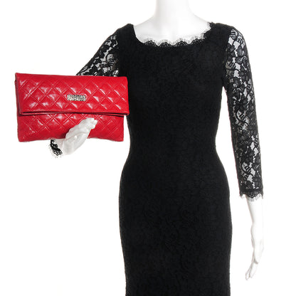 Marc Jacobs Lambskin Quilted Large Baroque Eugenie Clutch Red 2 of 12