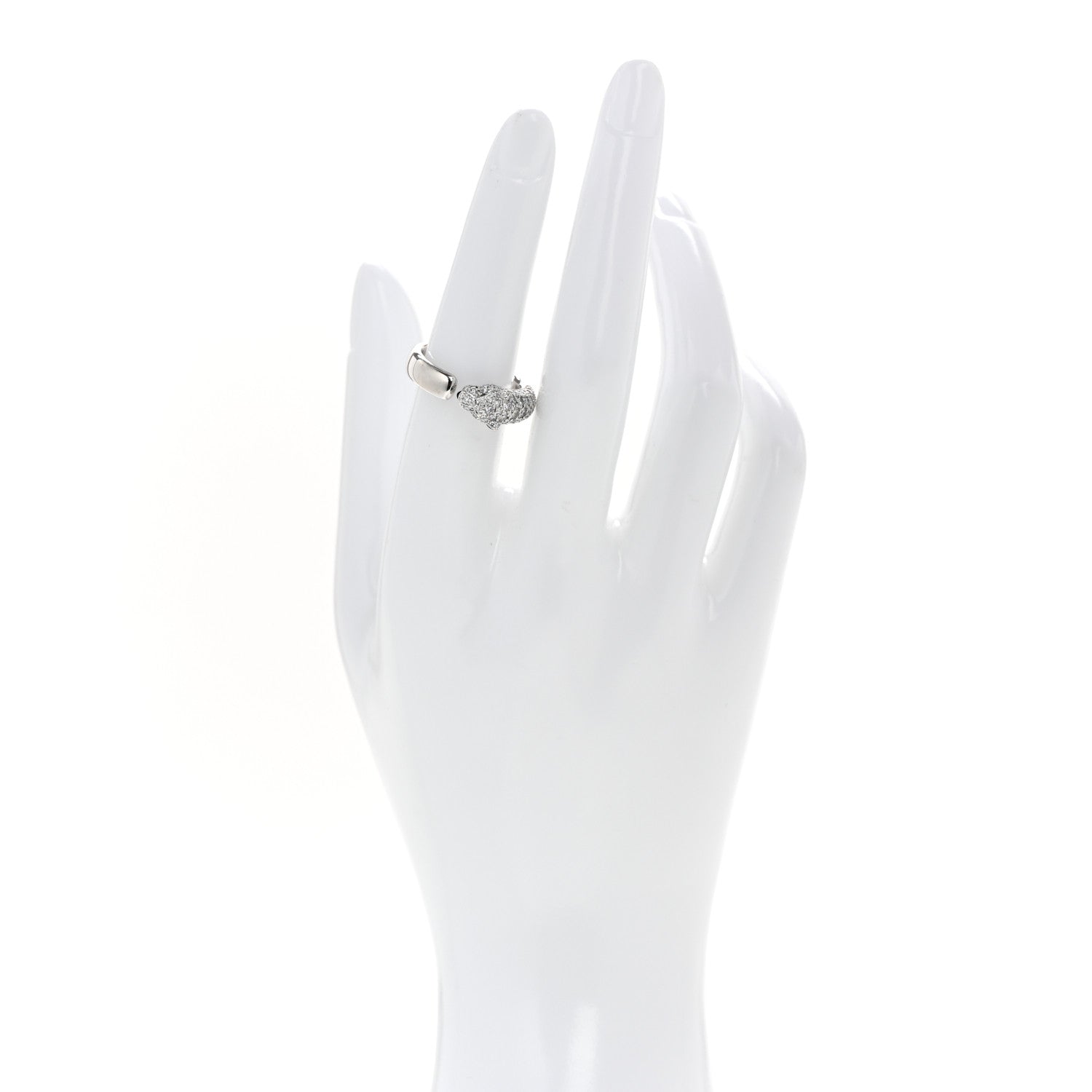 Cartier 18K White Gold Diamond Black Onyx Emerald Panthere De Cartier Half Paved Ring 52 6 2 of 6