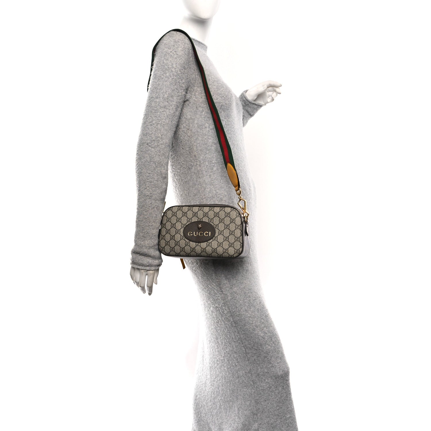 Gucci GG Supreme Monogram Web Neo Vintage Shoulder Bag Beige New Acero Crop 2 of 10