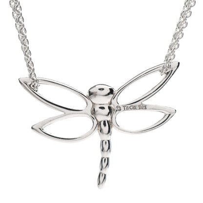 Tiffany Sterling Silver Dragonfly Pendant Double Chain Necklace 4 of 4