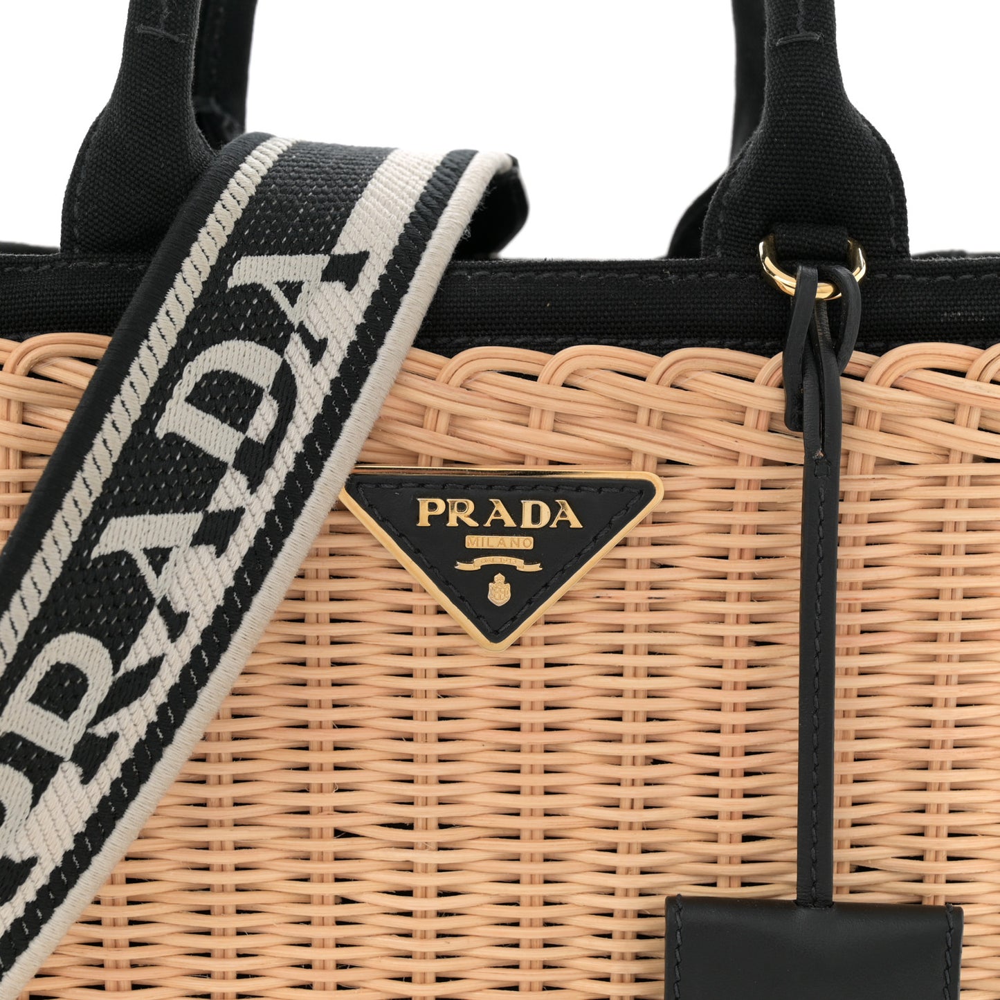 Wicker Canvas Tote Naturale Black
