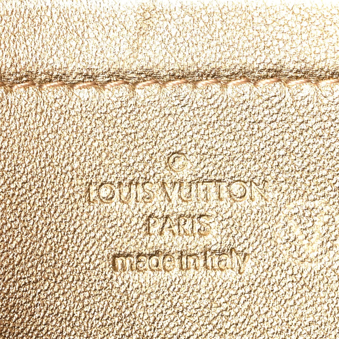 Metallic Lambskin Embossed Monogram Pochette Coussin Gold