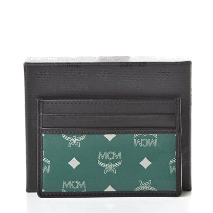 MCM Calfskin Nylon Reflective Mini Card Case Eden 7 of 7