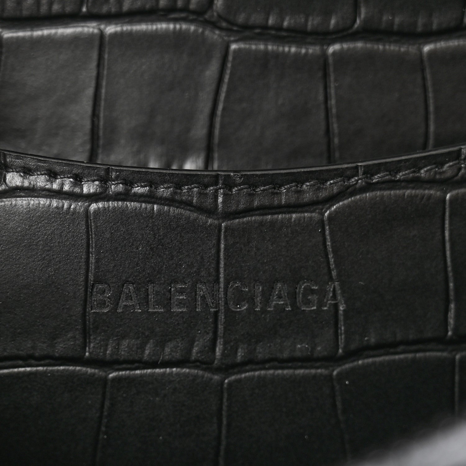 Balenciaga Semi Matte Calfskin Crocodile Embossed Neo Classic Black Hardware Large City Black 6 of 9