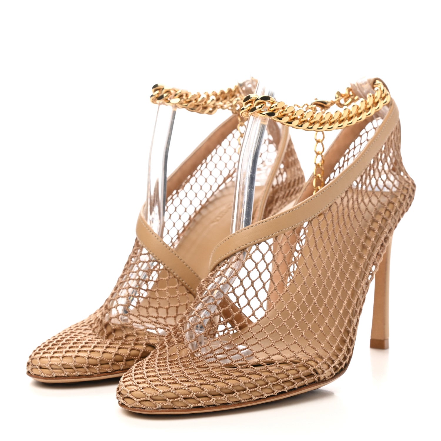 Bottega Veneta Mesh Nappa Chunky Chain Sandals 37 Beige Pony 3 of 8