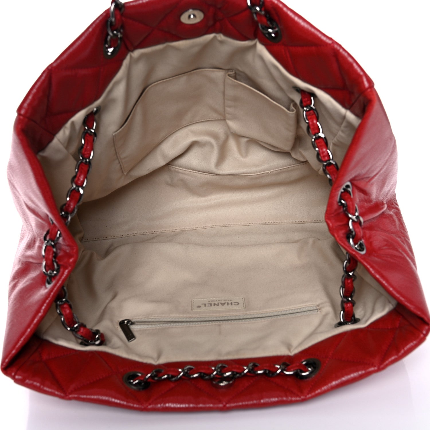 Chanel Soft Caviar Quilted Large Cells Tote Red 5 of 15