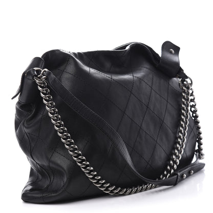 Chanel Calfskin Stitched Double Zip Hobo Black 3 of 12