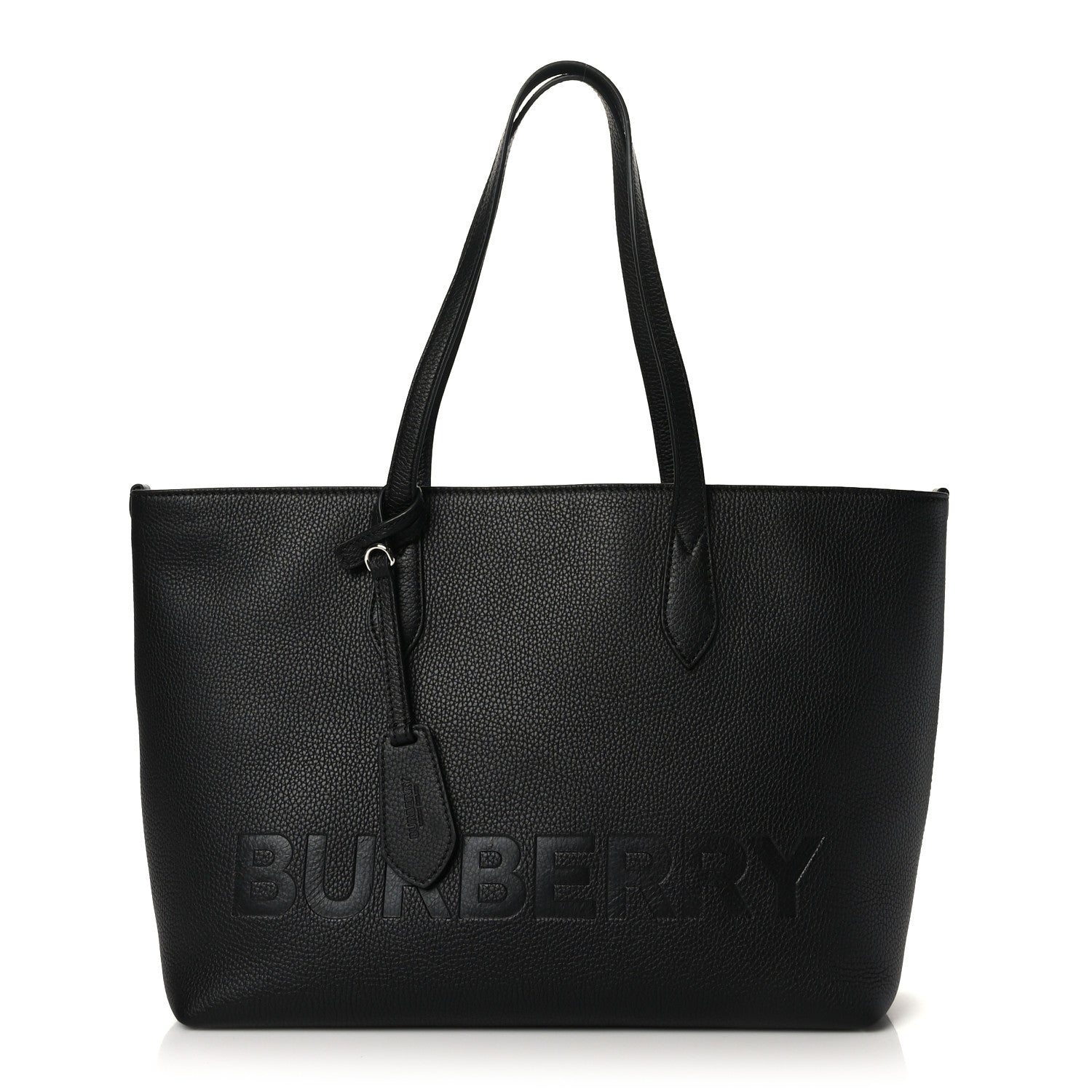 Burberry Calfskin Logo Embossed Medium Ardwell Tote Black 1 of 8