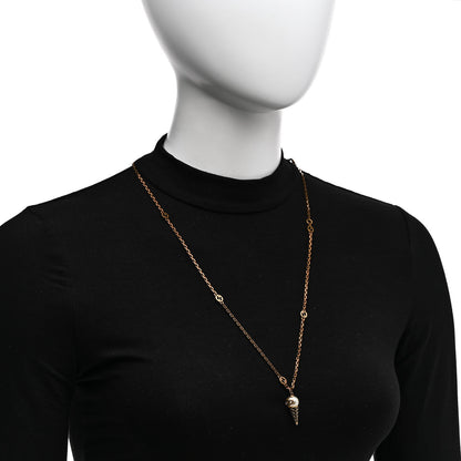 Gucci Metal Pearl Double G Ice Cream Pendant Necklace Aged Gold 2 of 5