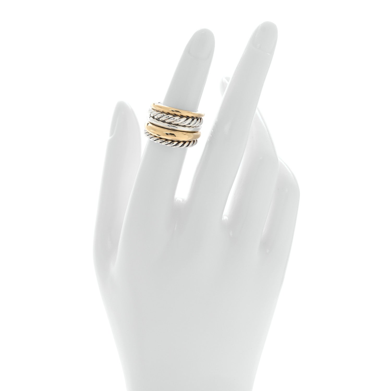David Yurman Sterling Silver 18K Yellow Gold Wide Pure Form Ring 49 5 2 of 4