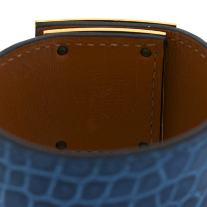 Hermes Shiny Alligator  Kelly Dog Cuff S Bleu Izmir 4 of 6