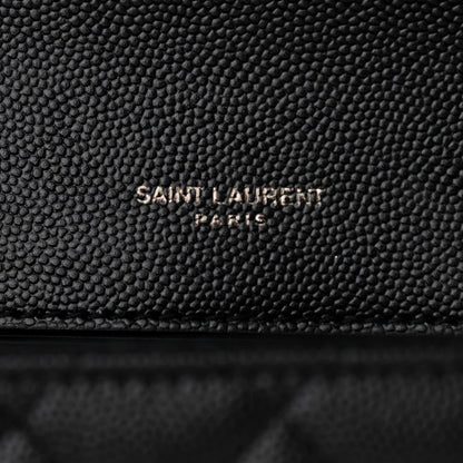 Saint Laurent Grain De Poudre Textured Mixed Matelasse Triquilt Medium Monogram Satchel Black 6 of 12