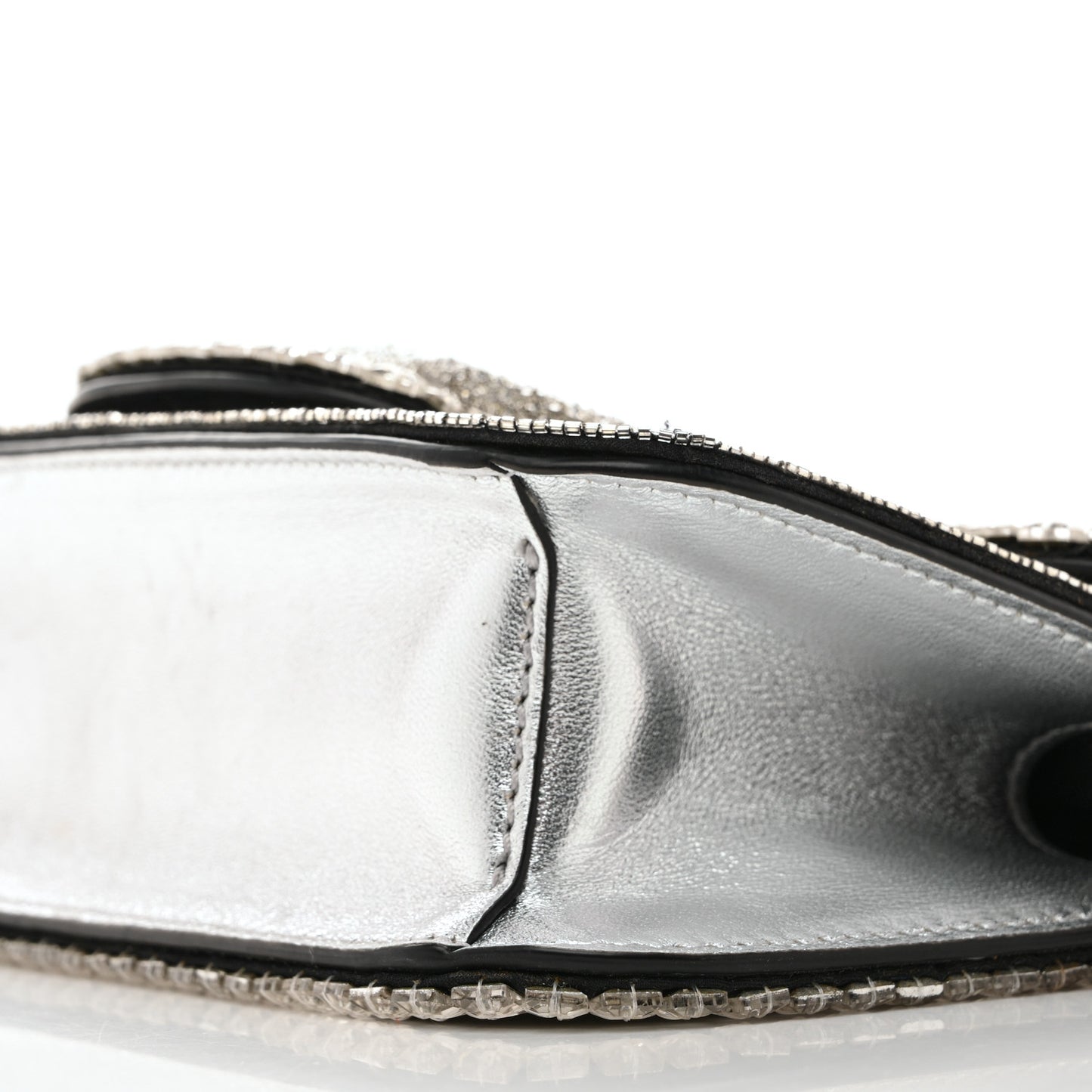 Swarovski Crystal Embroidered Vlogo Small Loco Shoulder Bag Crystal Silver