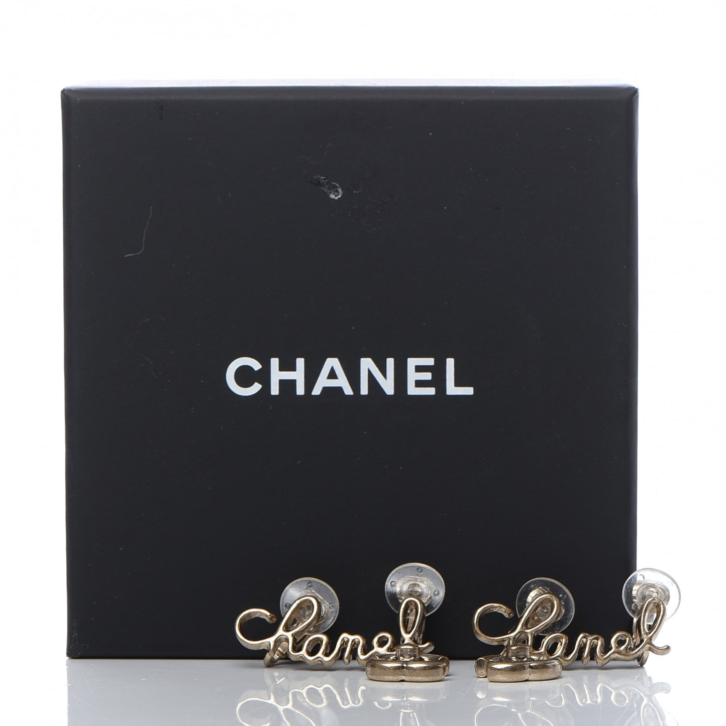 Metal CC Turnlock Climber Clip On Earrings Gold