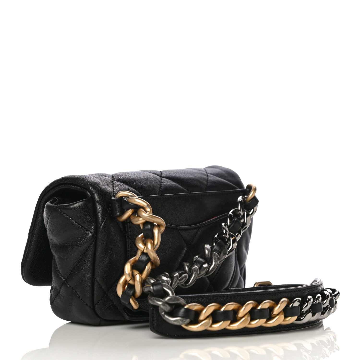 Chanel Lambskin Quilted Chanel 19 Waist Bag Black 2 of 13