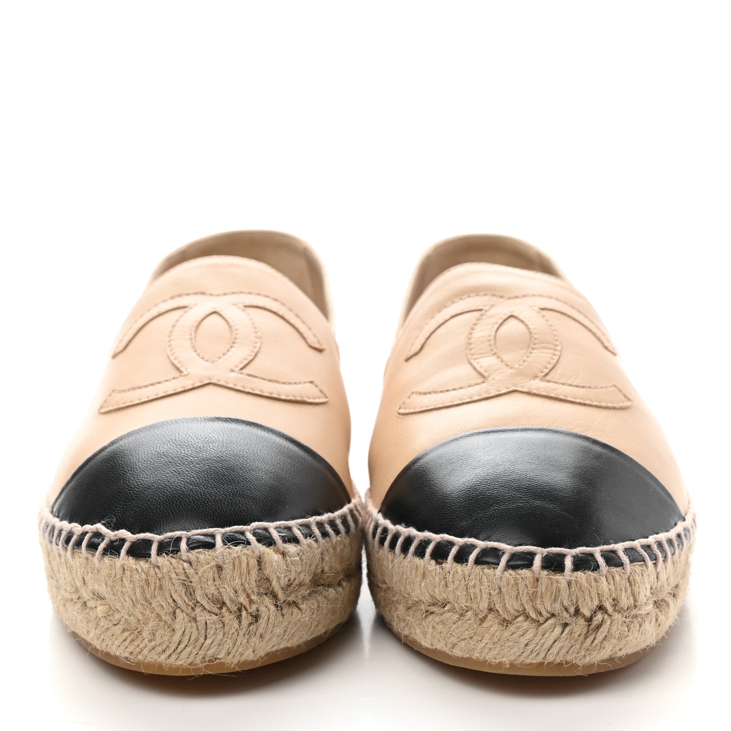 Chanel Lambskin CC Espadrilles 40 Beige Black 2 of 9
