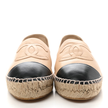 Chanel Lambskin CC Espadrilles 40 Beige Black 2 of 9