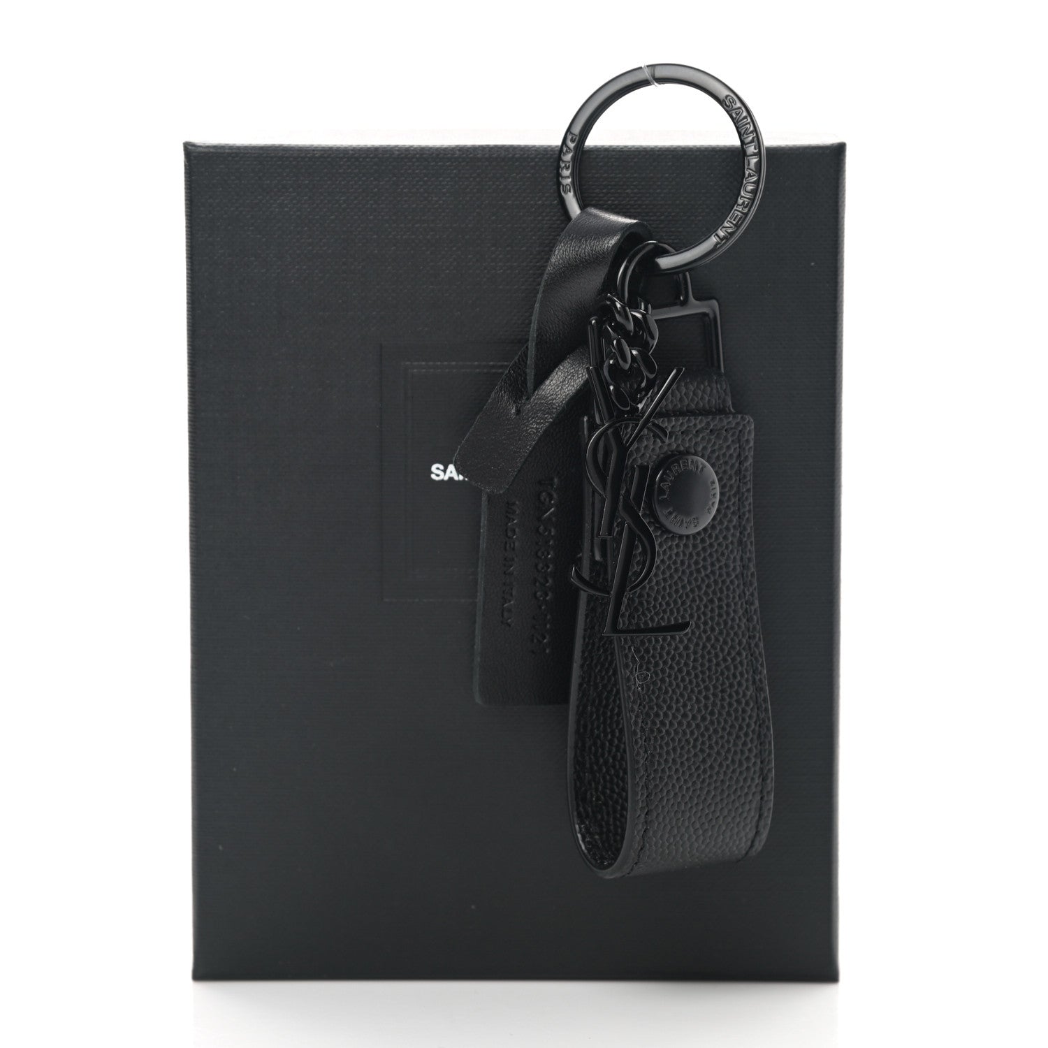 Saint Laurent Calfskin Monogram Key Ring Black 4 of 4