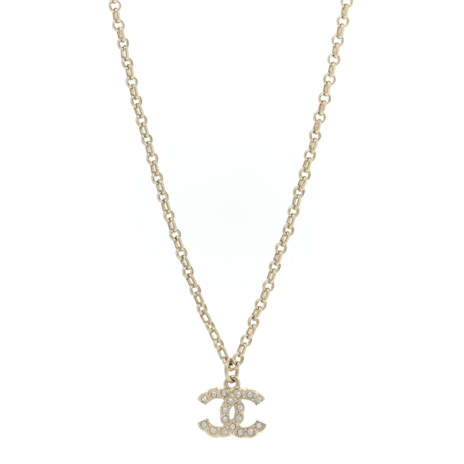 Chanel Pearl Crystal CC Pendant Necklace Gold 1 of 6