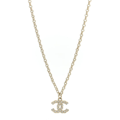 Chanel Pearl Crystal CC Pendant Necklace Gold 1 of 6