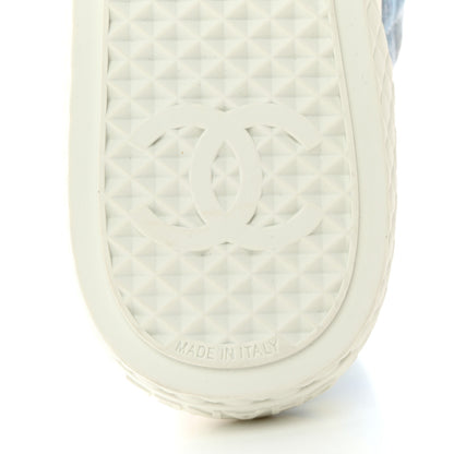Chanel Printed Fabric Quilted High Top Sneakers 38 Green Pink Blue 8 of 9