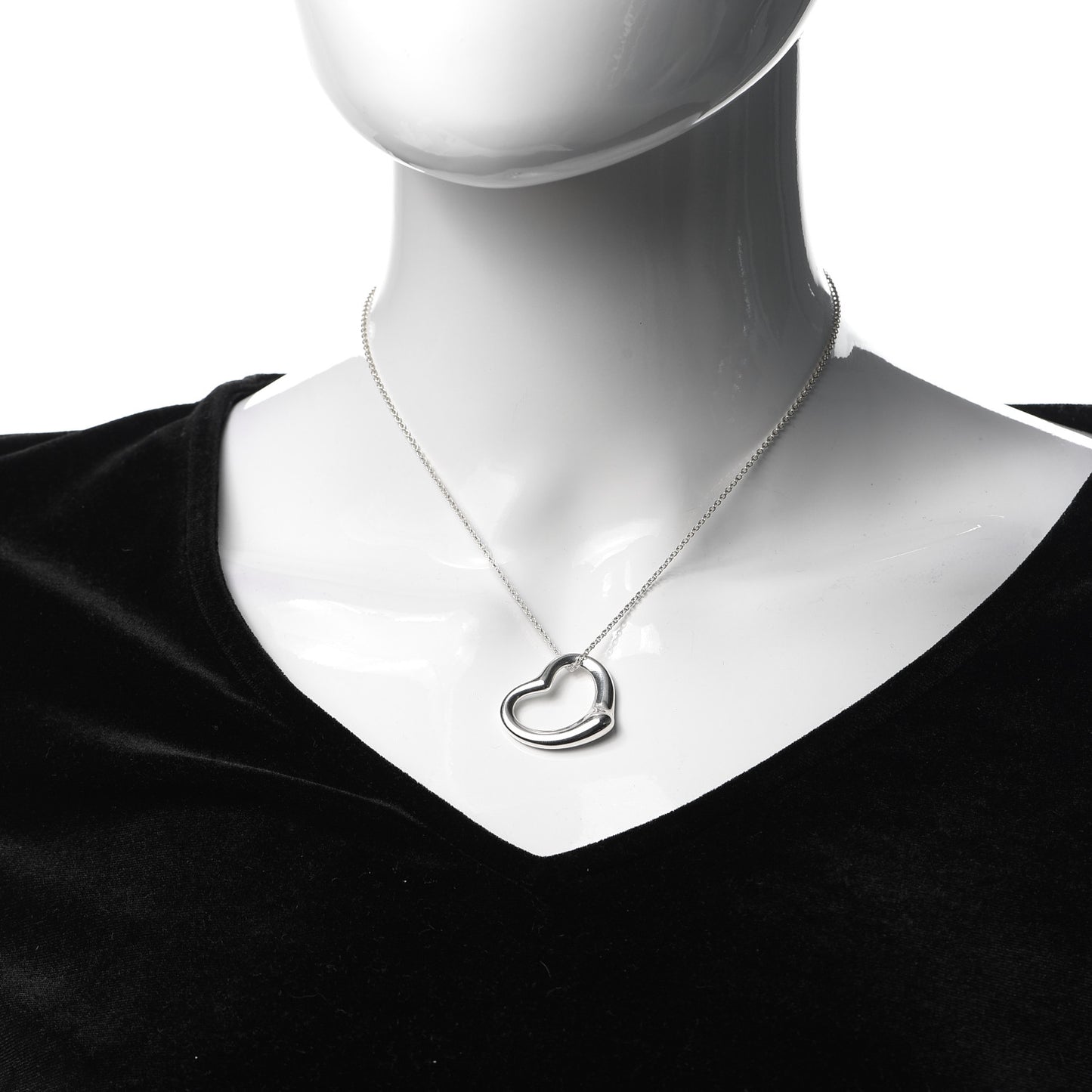 Sterling Silver 27mm Elsa Peretti Open Heart Pendant Necklace