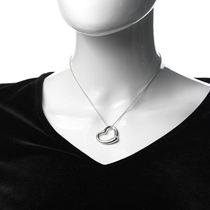 Tiffany Sterling Silver 27mm Elsa Peretti Open Heart Pendant Necklace 2 of 5