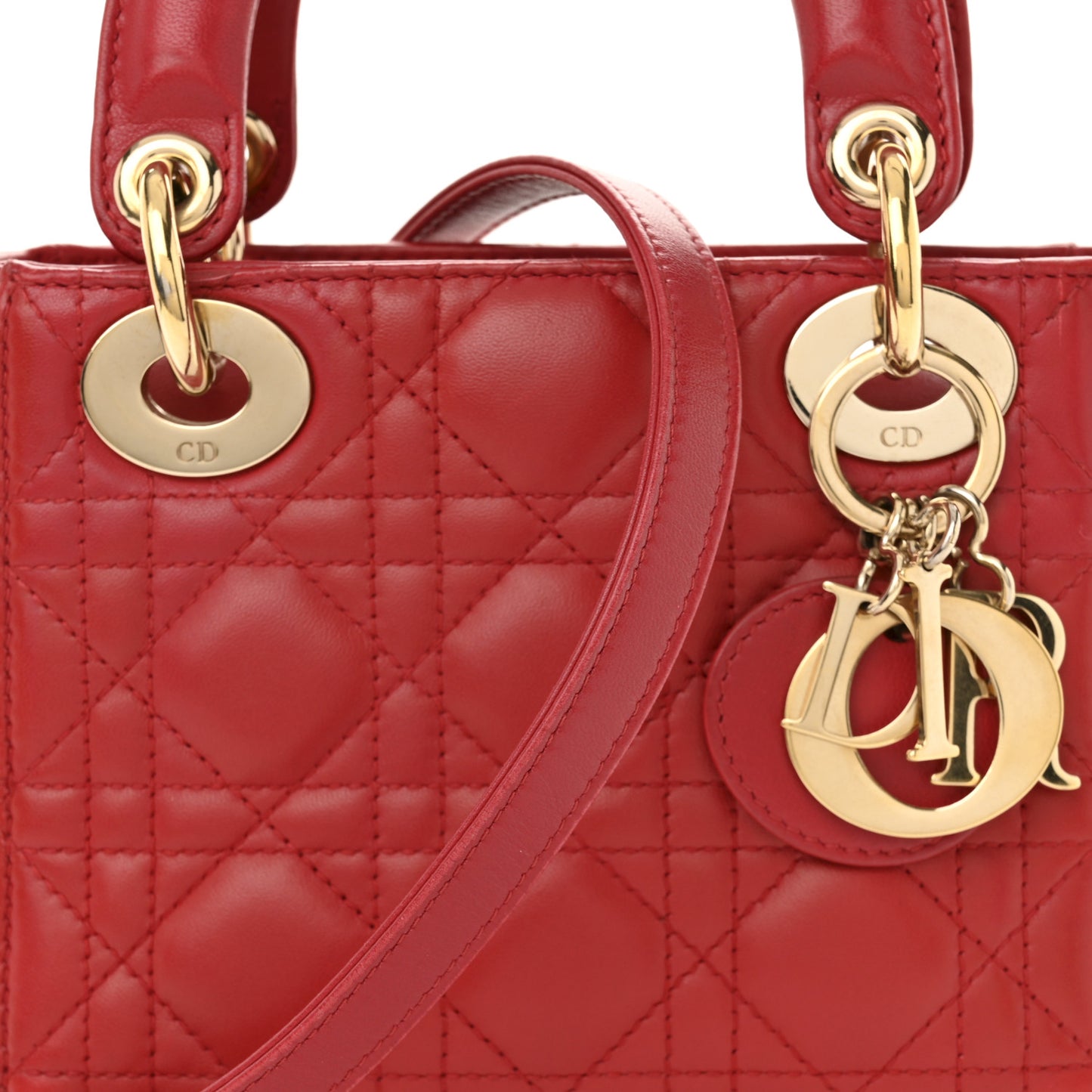 Lambskin Cannage Mini Lady Dior Red