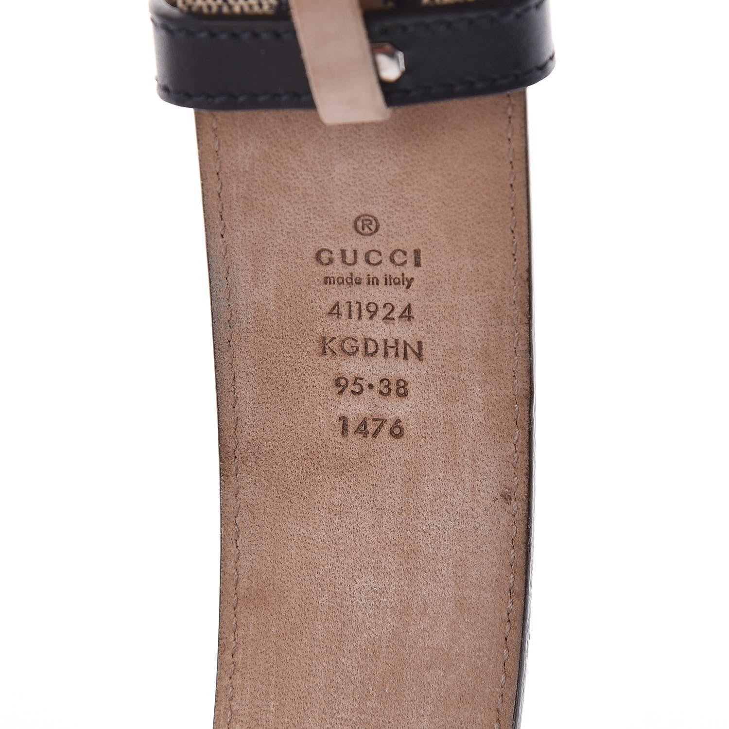 Gucci GG Supreme Monogram Selleria Calfskin Interlocking G 40mm Belt 95 38 Beige Ebony Blue 4 of 8