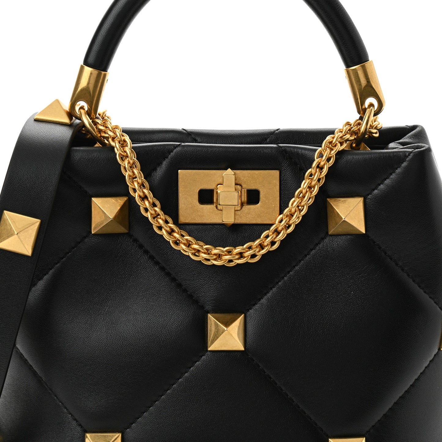 Nappa Small Roman Stud The Handle Bag Black