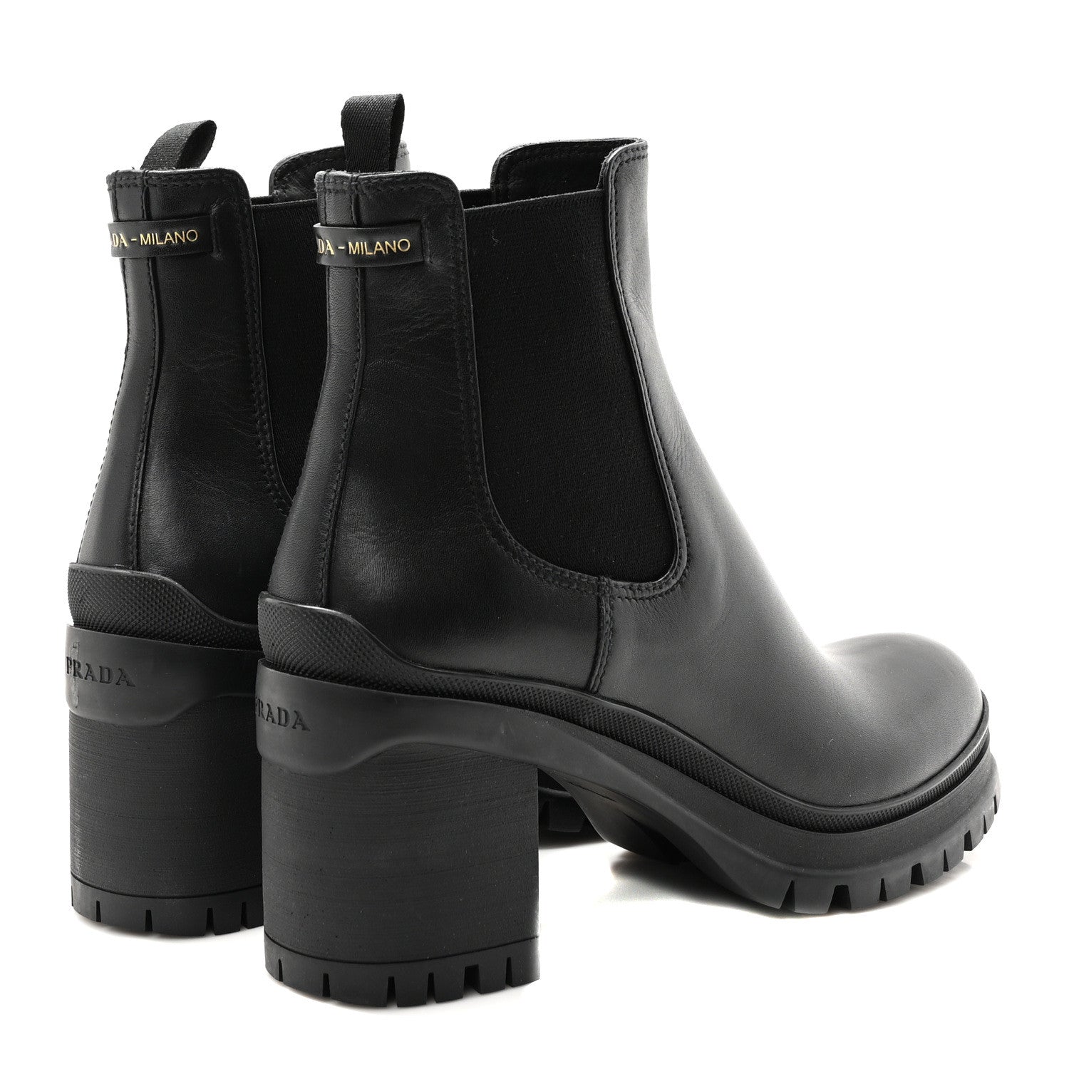 Prada Vitello Montana Lug Sole Chelsea 55mm Boots 39 Black 5 of 9