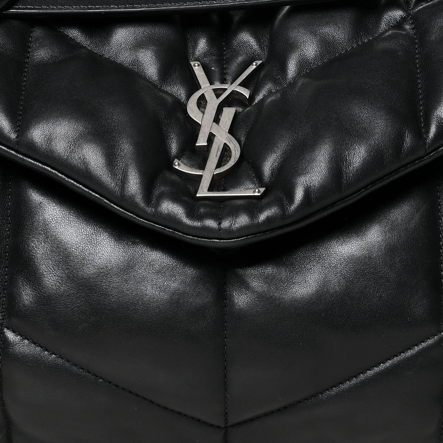 Saint Laurent Lambskin Quilted Small Loulou Puffer Monogram Chain Satchel Black 8 of 11