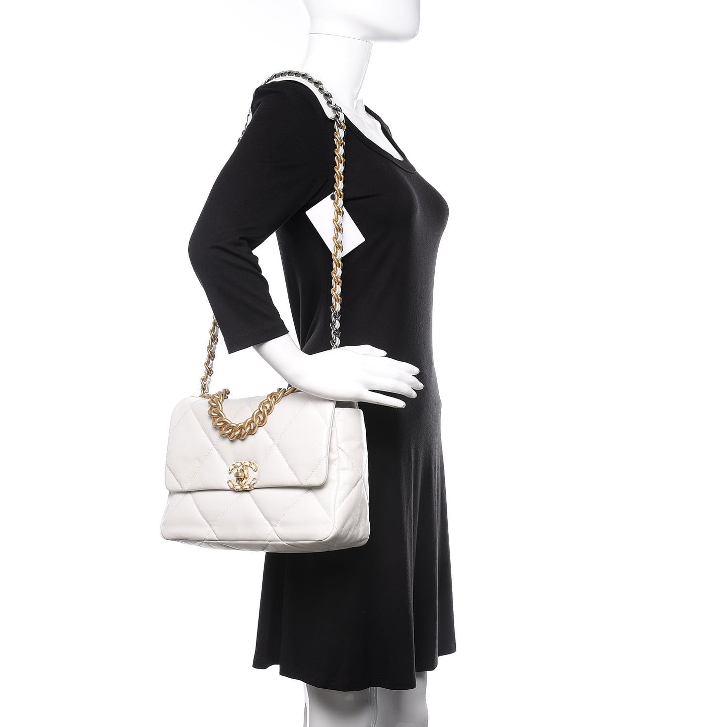 Goatskin Quilted Large 19 Flap White