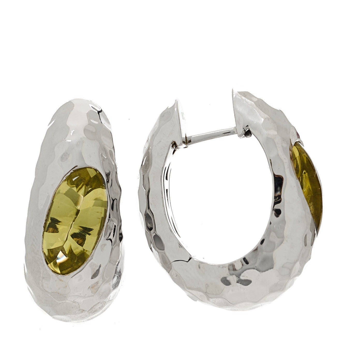 Sterling Silver Lemon Quartz Capri Hoop Earrings