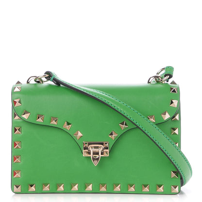Valentino Garavani Vitello Mini Rockstud Shoulder Flap Bag Green 1 of 7
