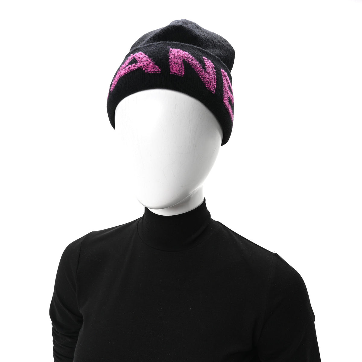 Cashmere Logo Beanie Hat Black Fuchsia